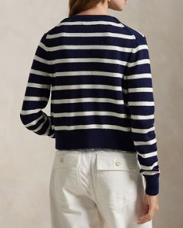 Cardigan girocollo a righe orizzontali