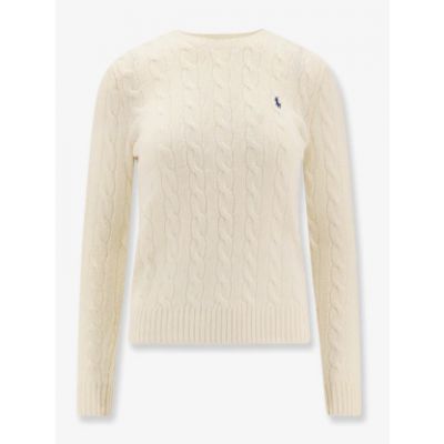 Maglia trecce girocollo avorio