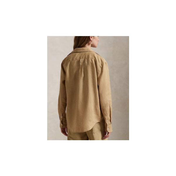 Camicia in lino khaki