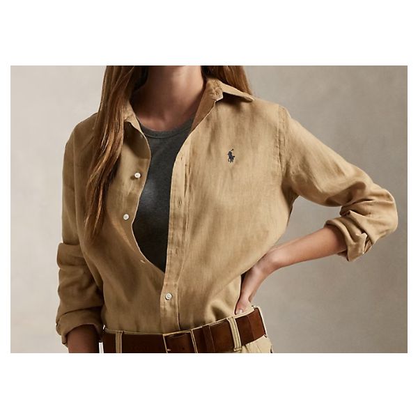 Camicia in lino khaki