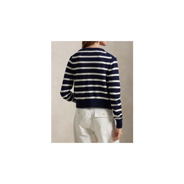 Cardigan girocollo a righe orizzontali