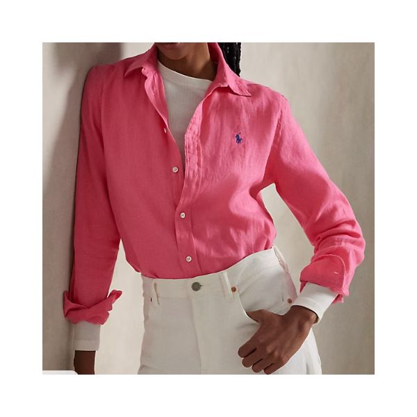 Camicia in lino fucsia